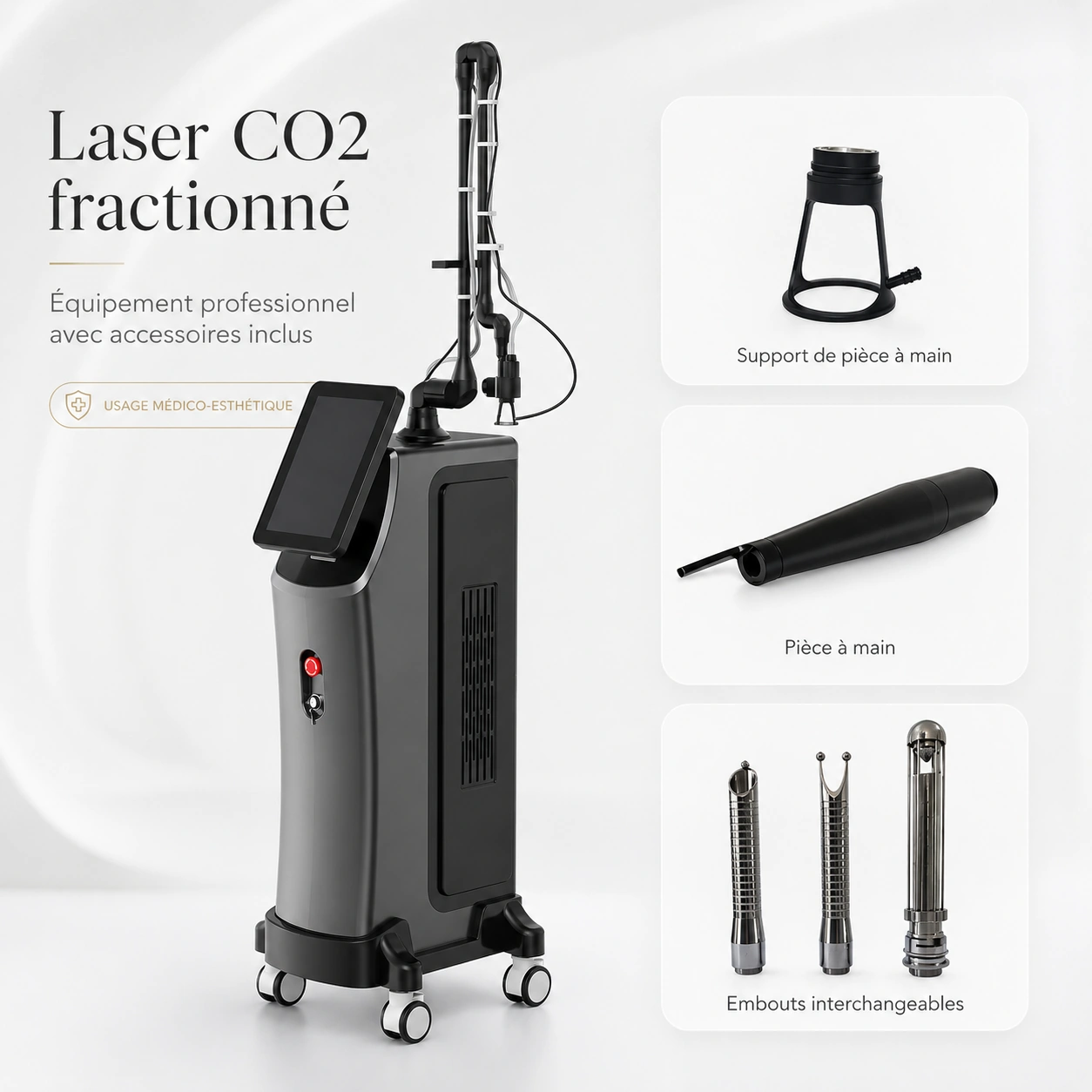 Laser CO2 fractionn&eacute; professionnel Emmalaser avec scanner et pi&egrave;ces &agrave; main
