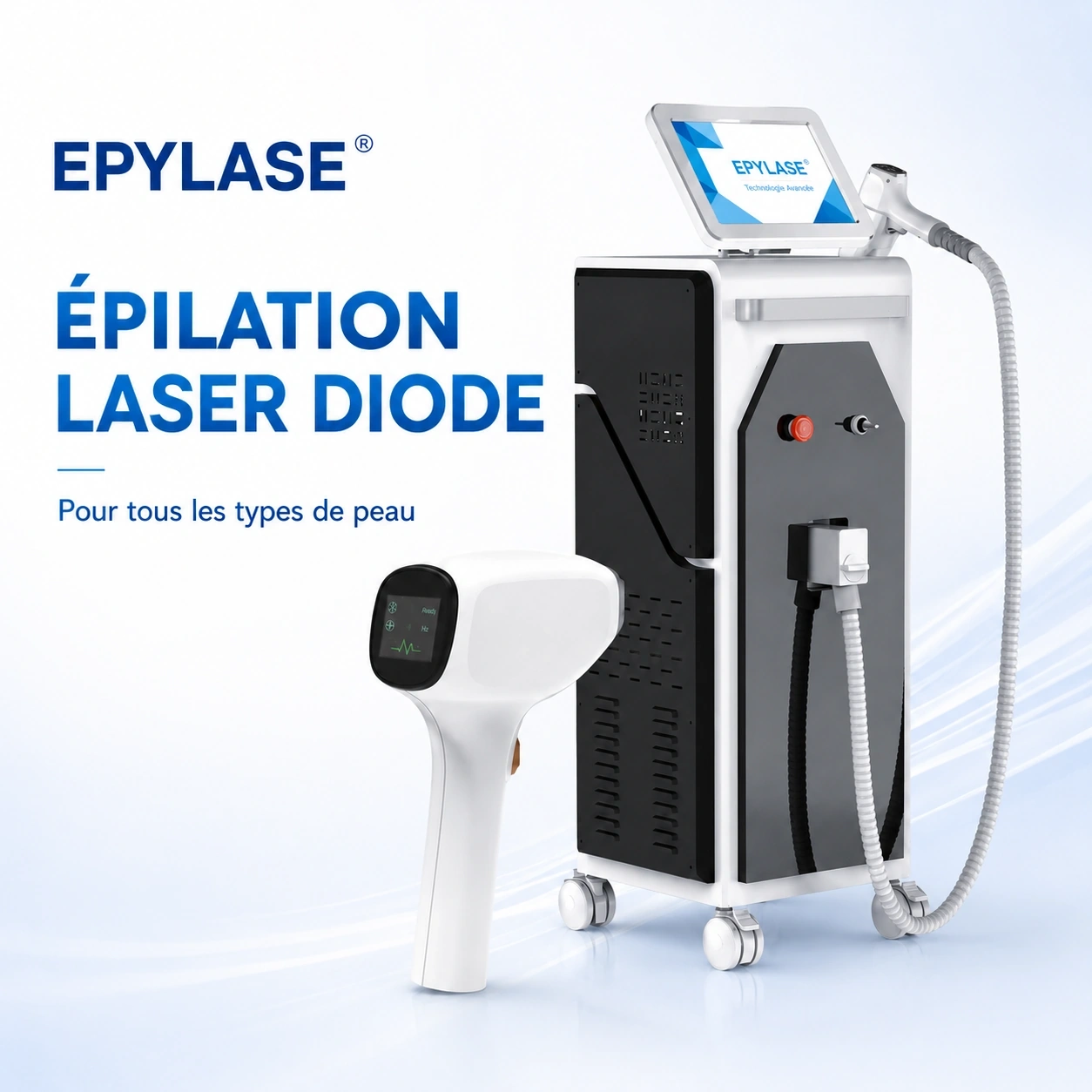 Epylase appareil d’épilation laser diode professionnel avec pièce à main, adapté à tous les types de peau