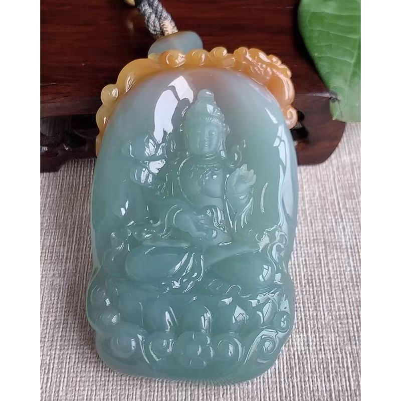 Yellow Jadeite Mahasthamaprapta Pendant