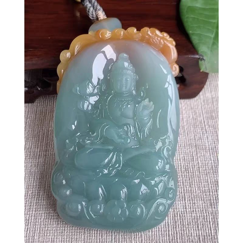 Yellow Jadeite Mahasthamaprapta Pendant
