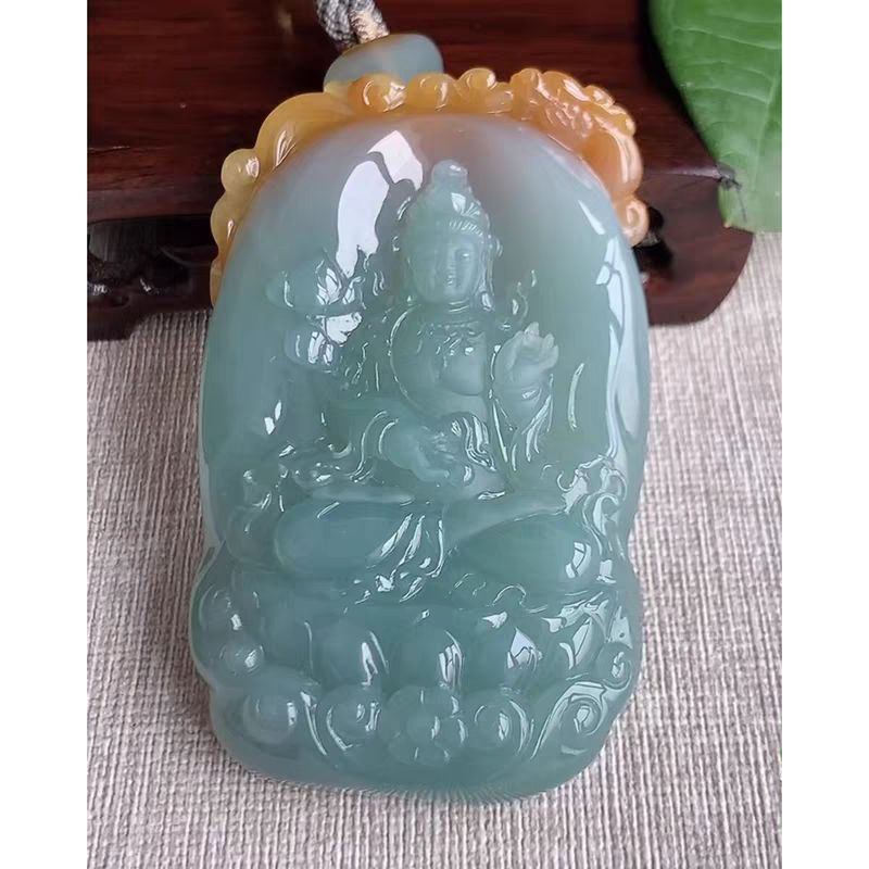 Yellow Jadeite Mahasthamaprapta Pendant