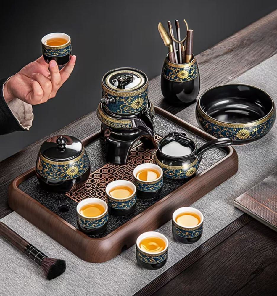155ml Ceramic Anti-scalding Automatic Kung Fu Tea Set (Stone Mill Tea Set Household High-end)