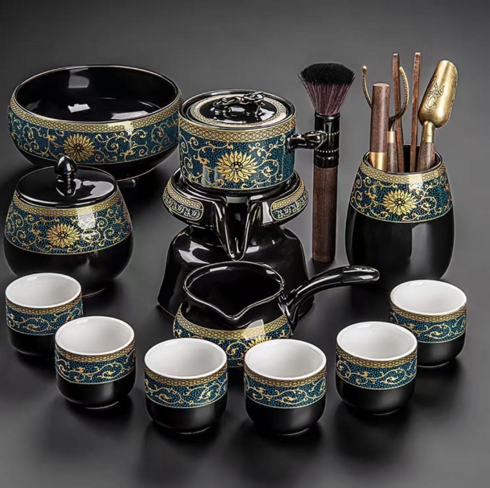 155ml Ceramic Anti-scalding Automatic Kung Fu Tea Set (Stone Mill Tea Set Household High-end)