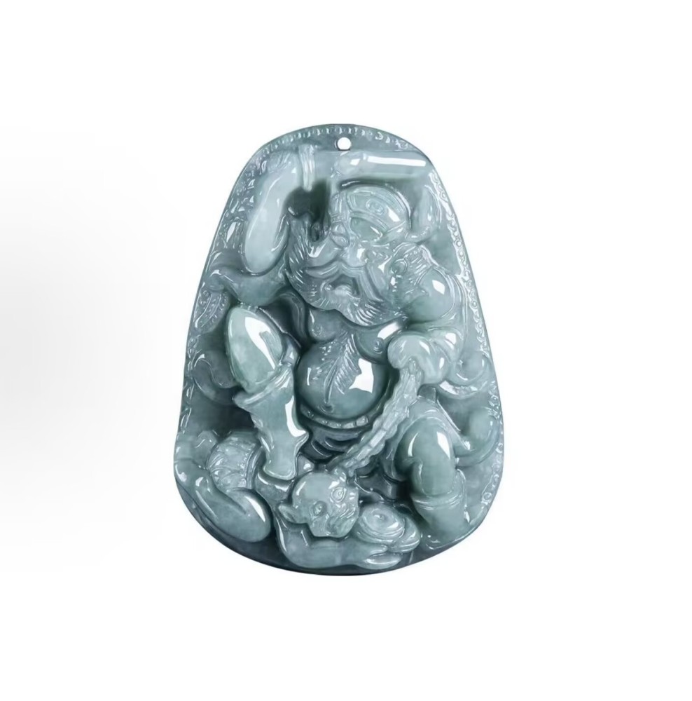 Jade Yawei Zhong Kui Subduing Demons Lucky 糯种 Jade Pendant