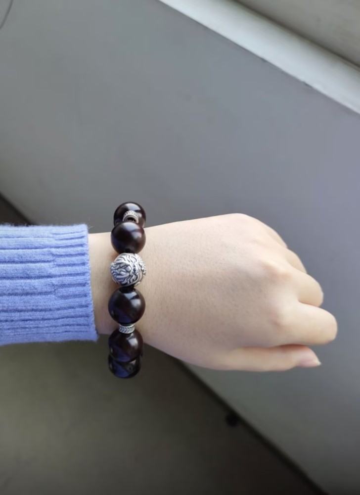 Buddhist Bead Bracelet with Silver Dragon Fortune-Turning Beads for Attracting Wealth and Bringing Good Luck