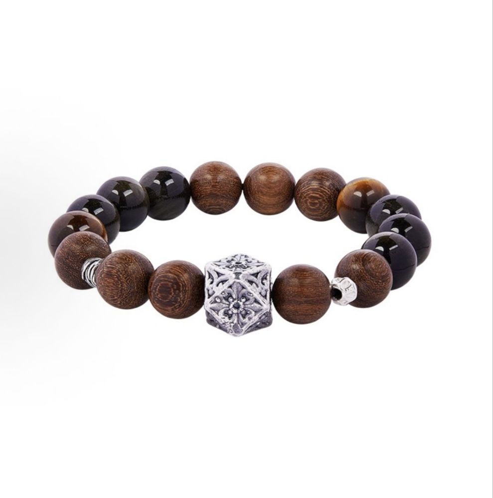 Pure Silver Golden Obsidian Yellow Tiger's Eye Fortune-Turning Beads