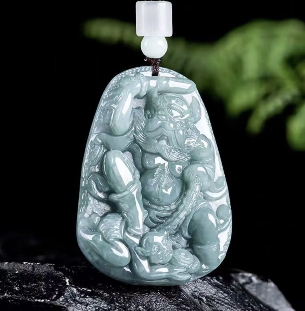 Jade Yawei Zhong Kui Subduing Demons Lucky 糯种 Jade Pendant