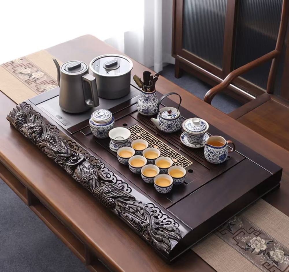 Ebony household tea tray and tea table set (including a whole set of kung fu tea set)