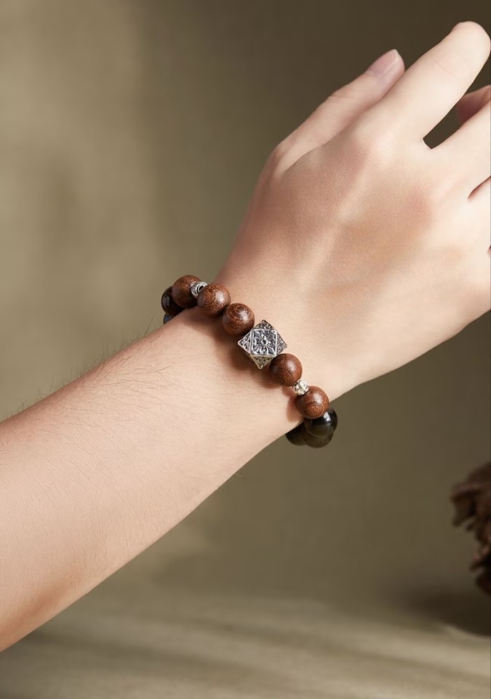 Pure Silver Golden Obsidian Yellow Tiger's Eye Fortune-Turning Beads