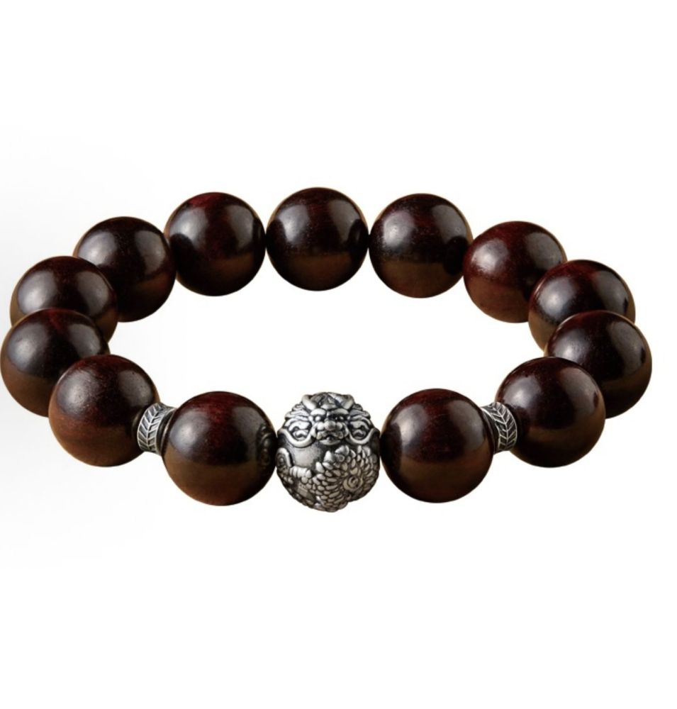 Buddhist Bead Bracelet with Silver Dragon Fortune-Turning Beads for Attracting Wealth and Bringing Good Luck