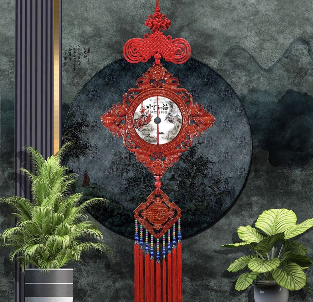 Peachwood Chinese Knot Pendant