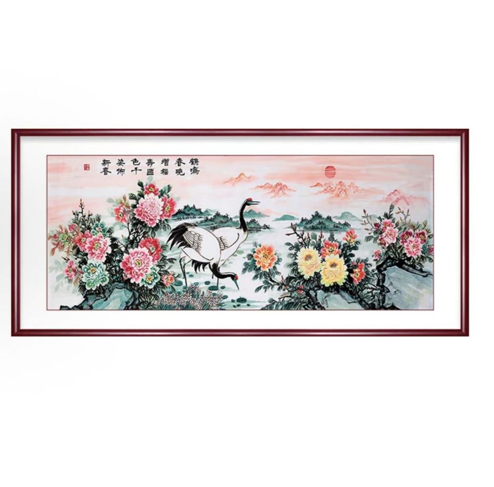traditional Chinese painting of red-crowned cranes