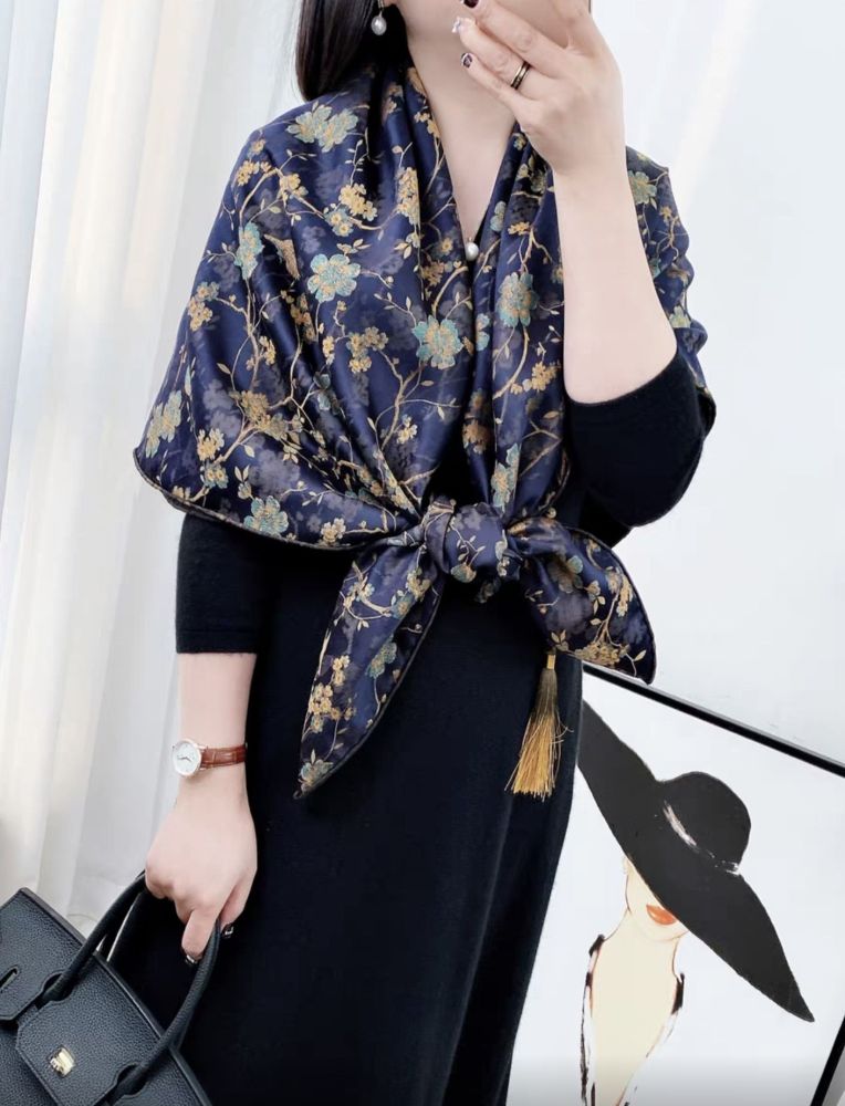 pure silk shawls and brocade silk scarves