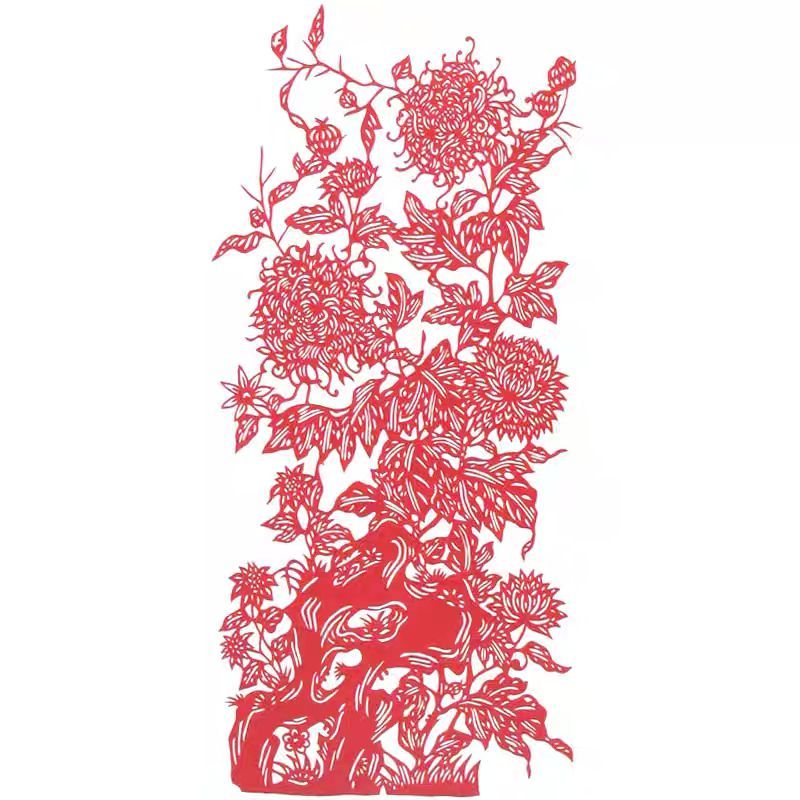 Chinese Handmade Scroll Painting of Plum Blossom, Orchid, Bamboo and Chrysanthemum