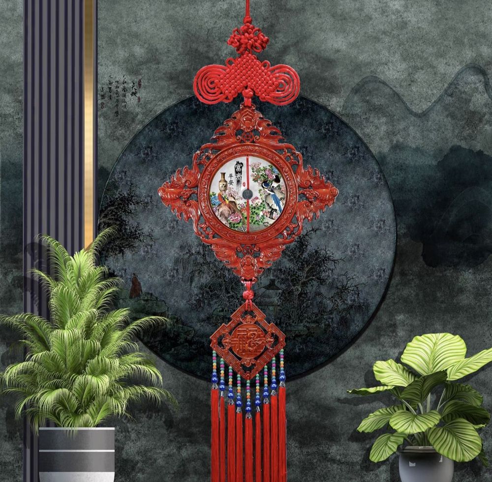 Peachwood Chinese Knot Pendant