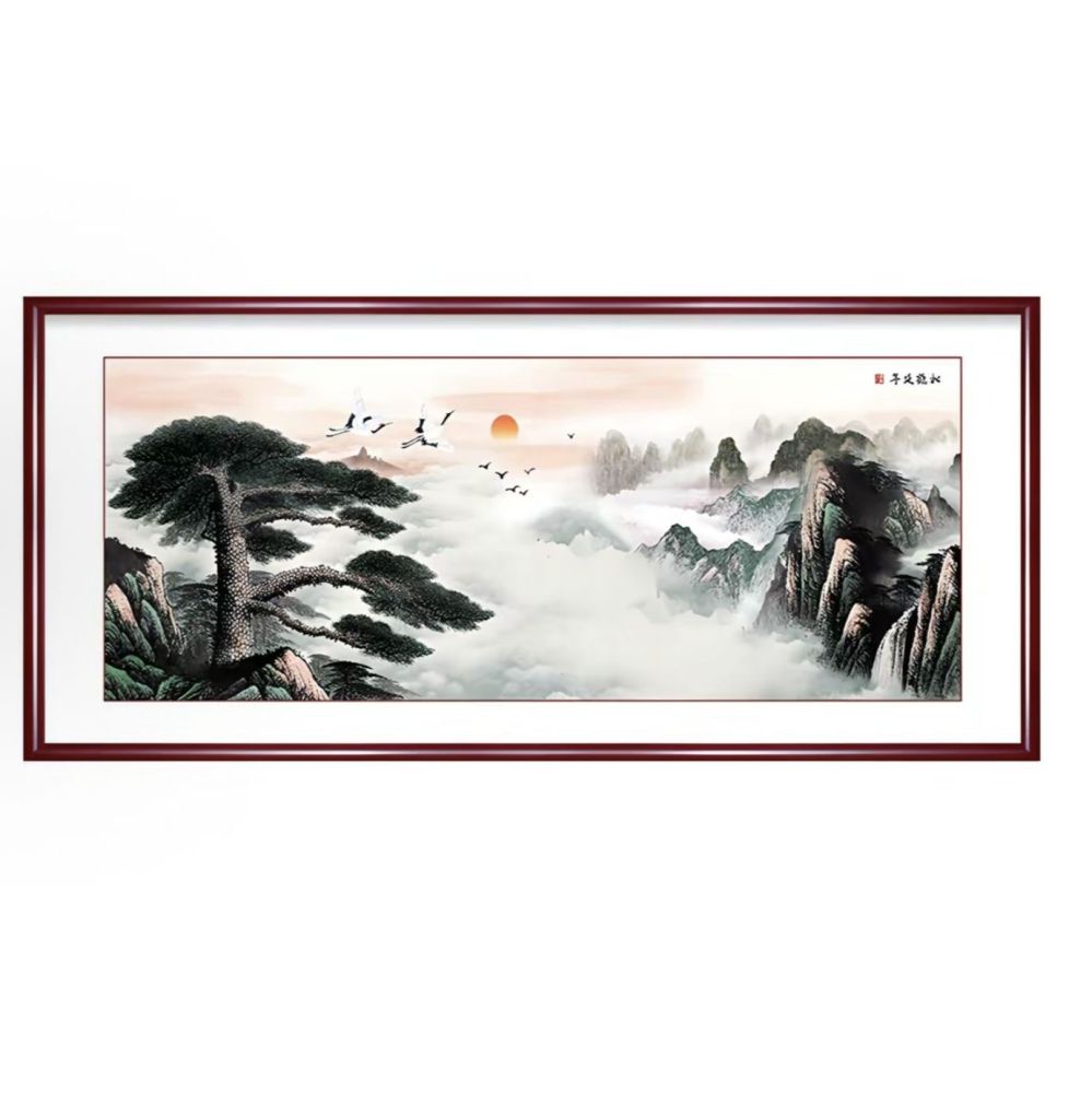 traditional Chinese painting of red-crowned cranes