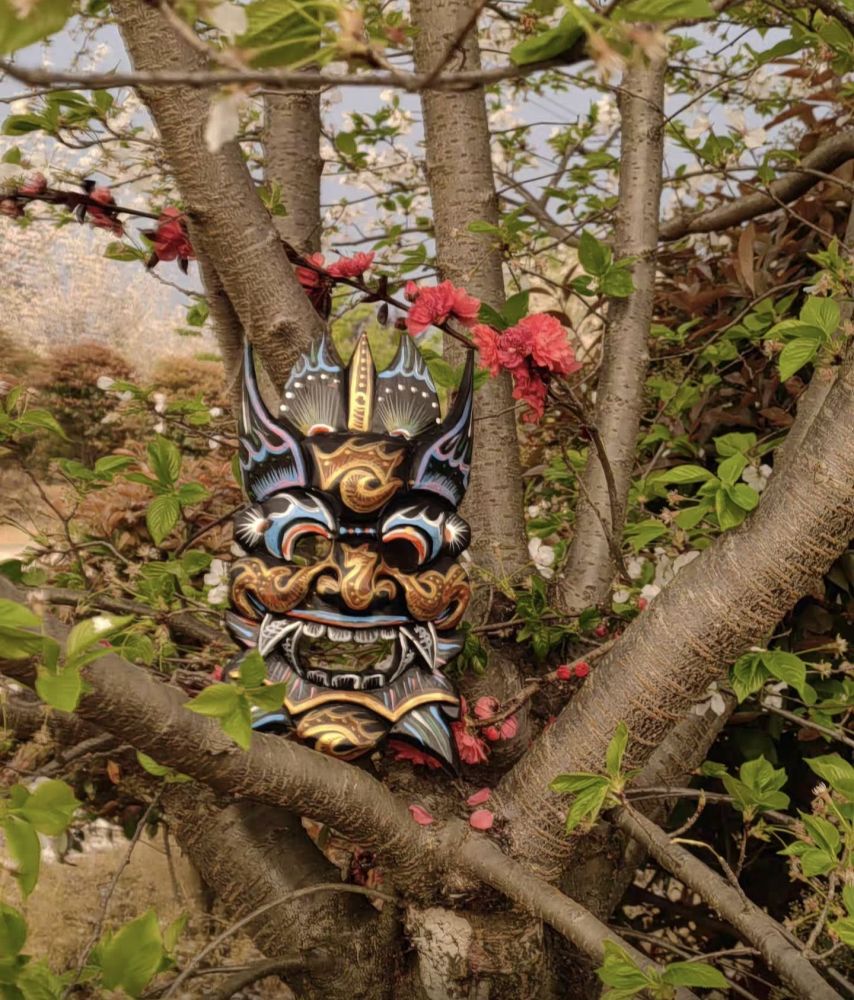 Purely hand-carved Nuo opera masks
