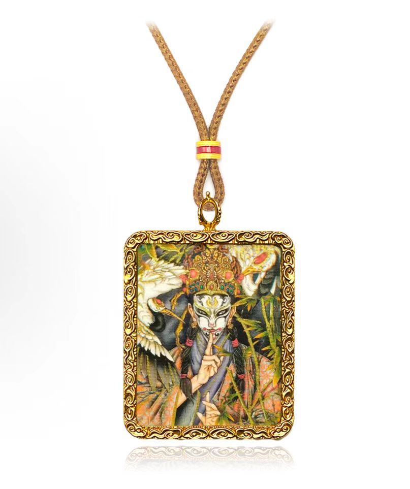 Ethnic-Style Thangka: White Crane Boy Gilded Wealth-Attracting, Fortune-Gathering, Fortune-Bringing Artifact