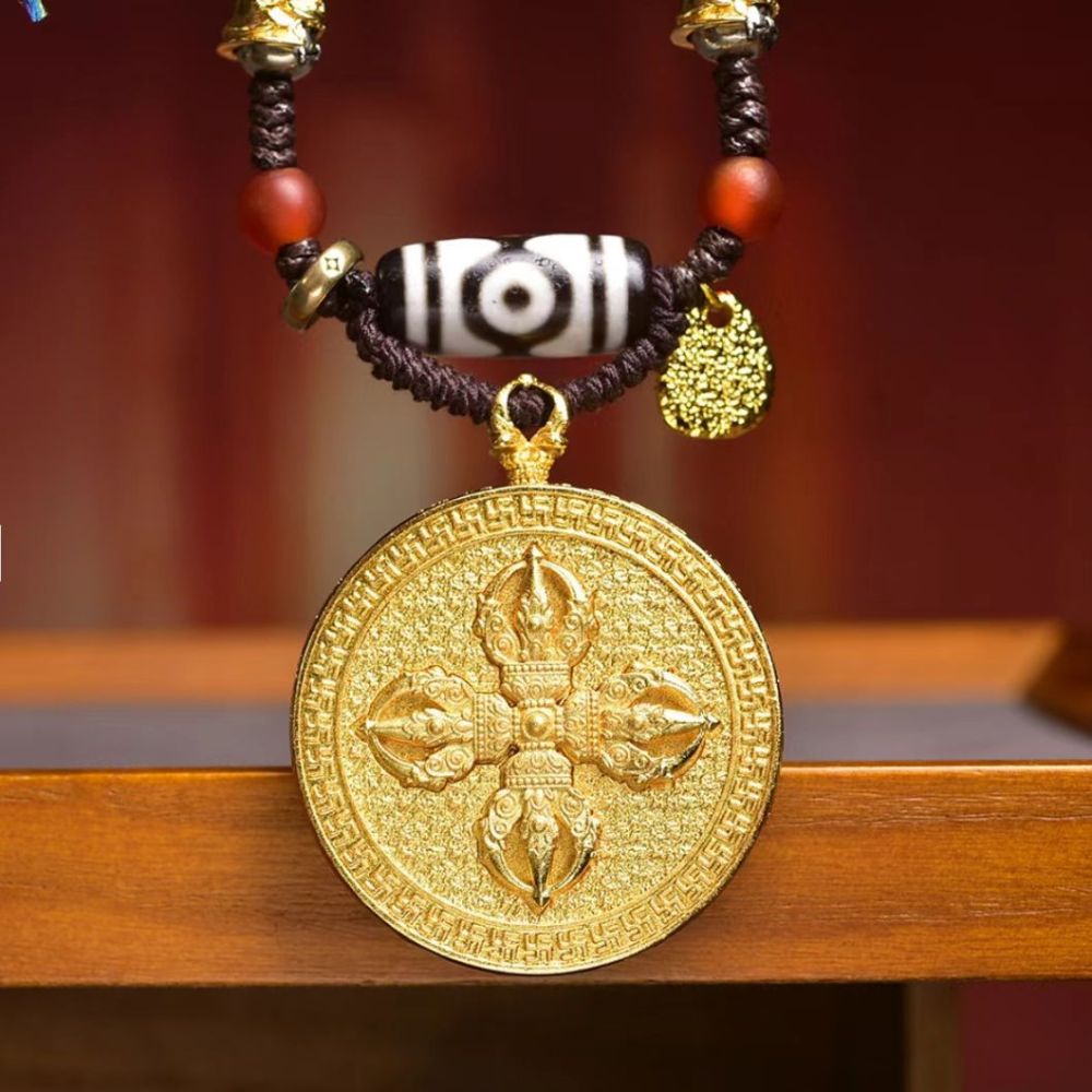 Thangka Black Wealth God Three-Eyed Heavenly Bead Pendant