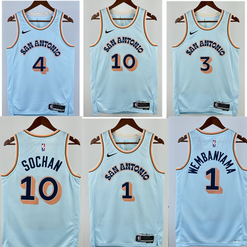 Denver Nuggets NBA basketball jersey, 24 25 NBA jersey, adult men's tank top jersey FOX 4  SOCHAN 10 PAUL 3 WEMBANYAMA 1