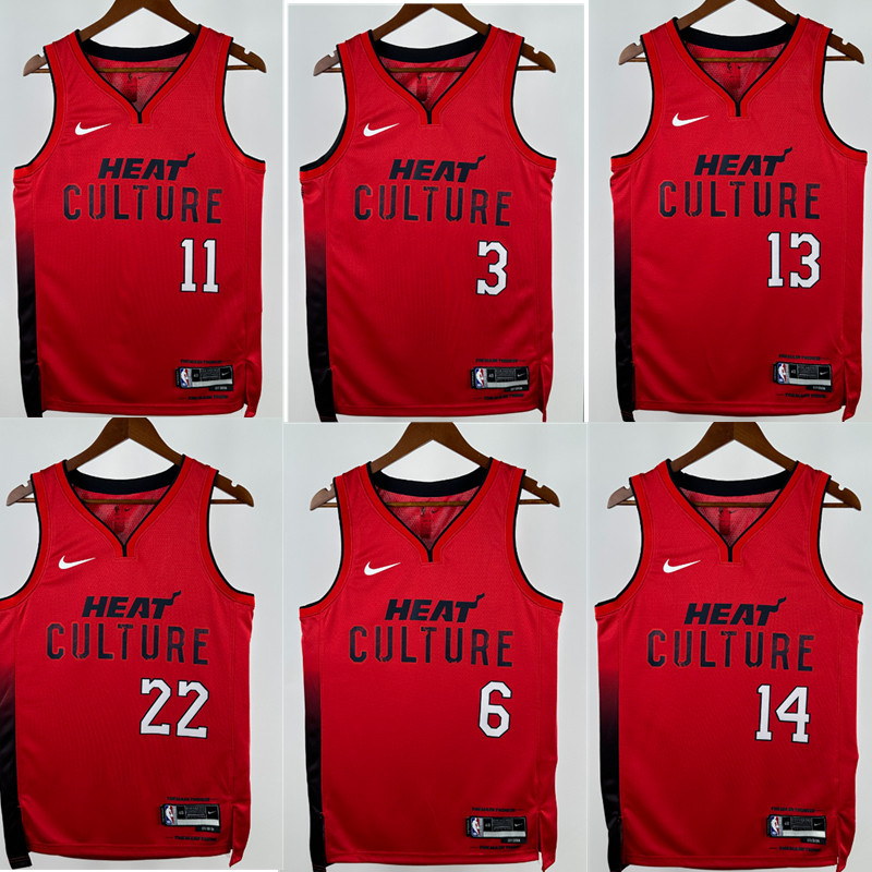Heat team NBA basketball jersey,24 25  jersey, adult men's tank top jersey JAQUEZ JR.  11   WADE 3  JAMES 6 BUTLER 22  ADEBAYO 13  HERRO 14