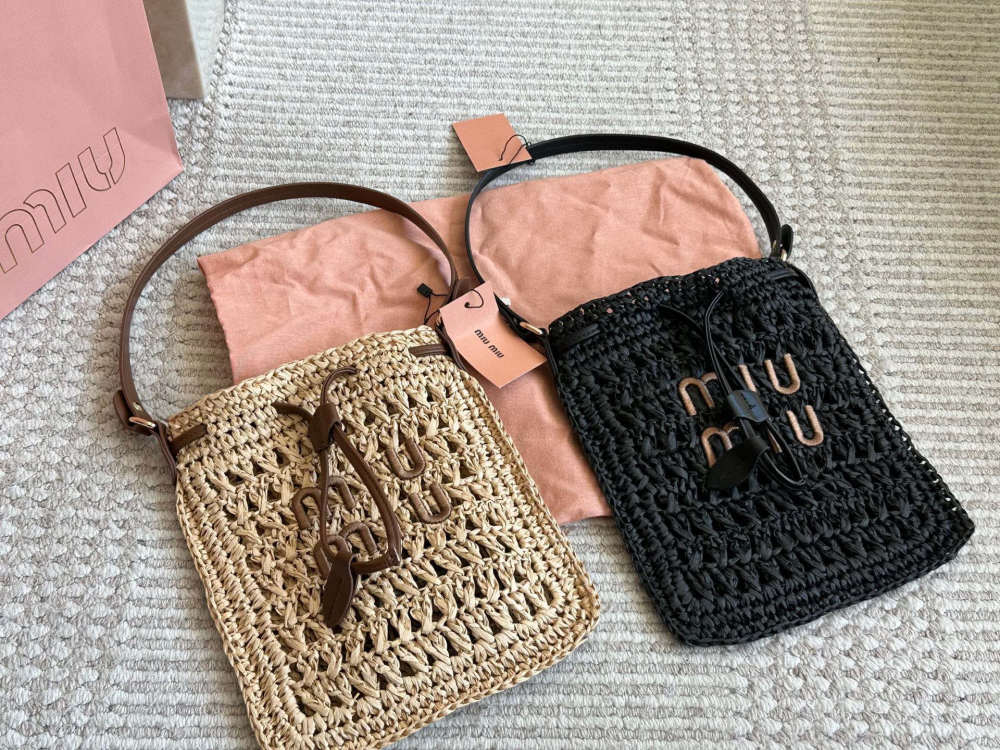 Miu Miu raffia mini tote bag