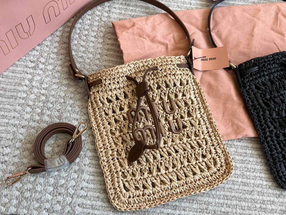 Miu Miu raffia mini tote bag
