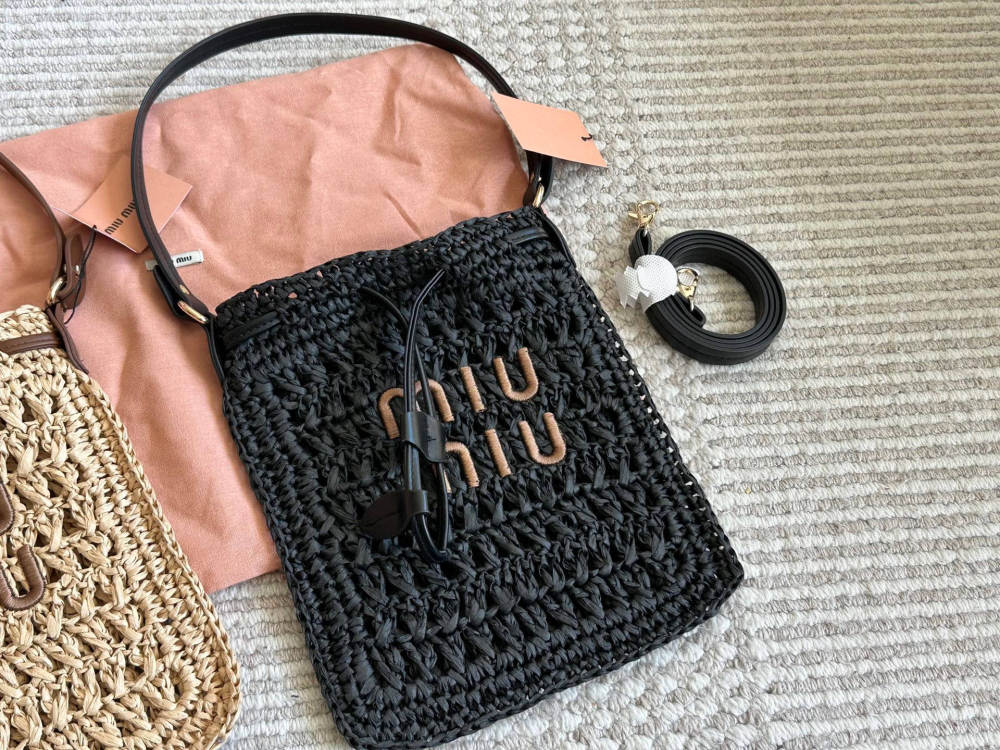 Miu Miu raffia mini tote bag
