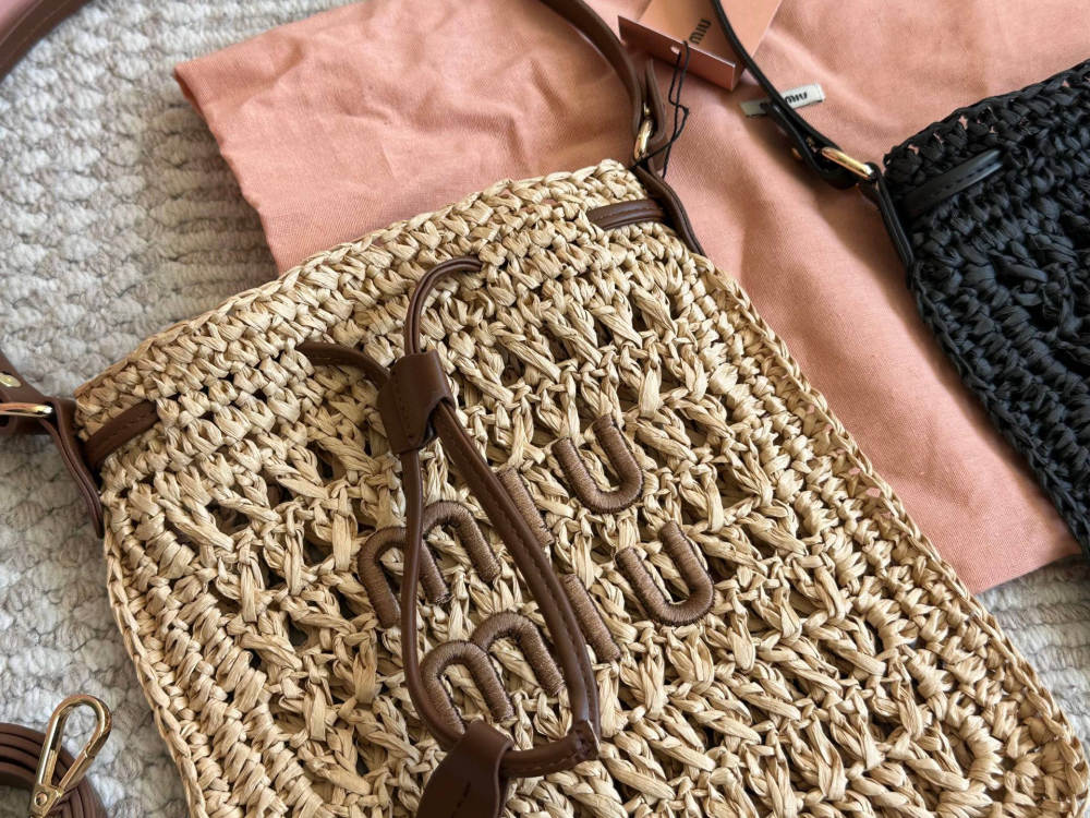 Miu Miu raffia mini tote bag