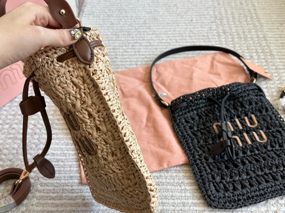 Miu Miu raffia mini tote bag