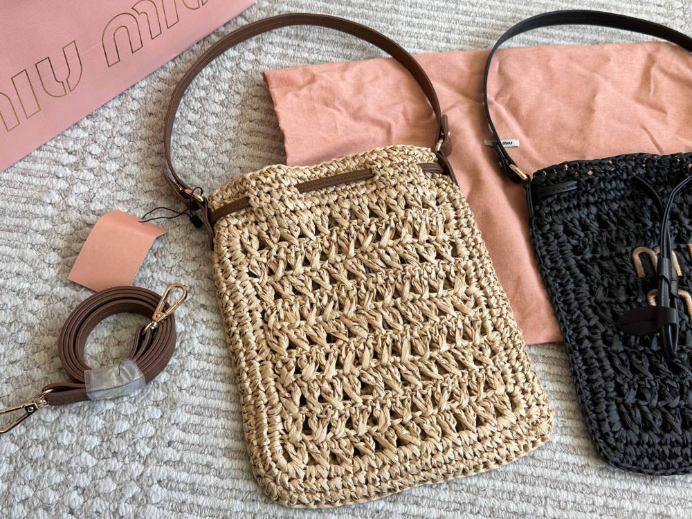 Miu Miu raffia mini tote bag
