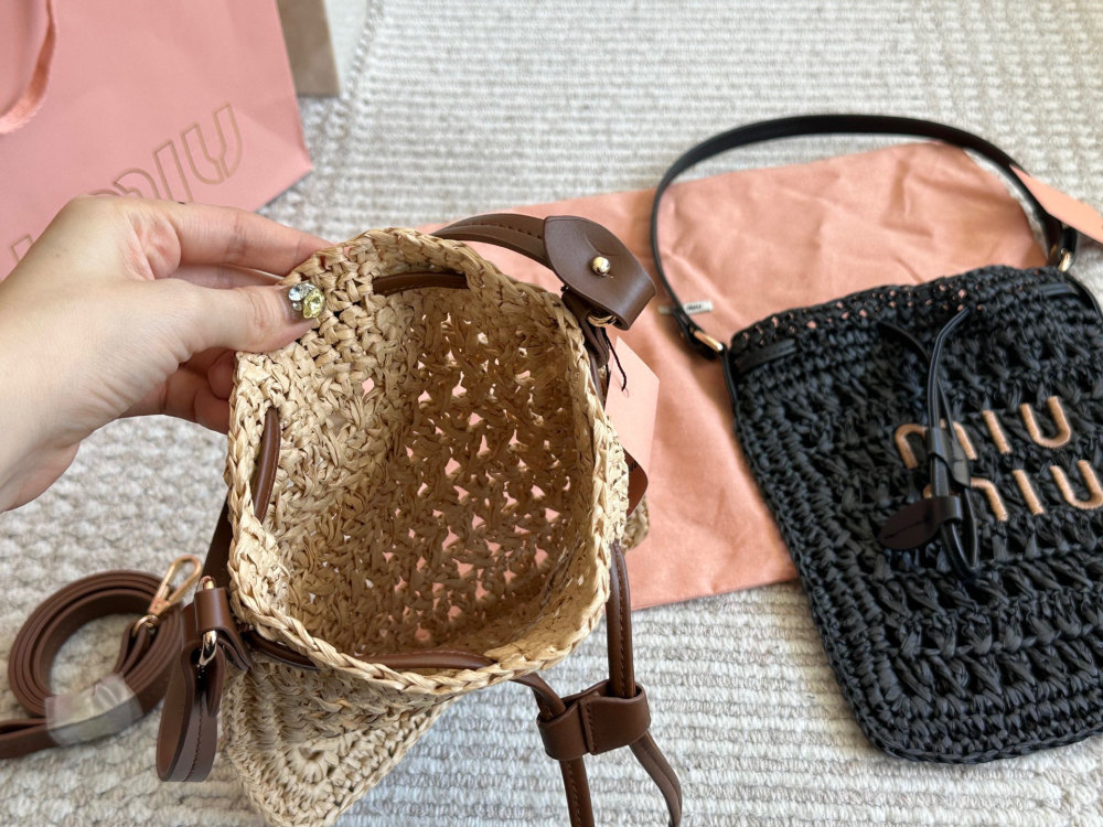 Miu Miu raffia mini tote bag