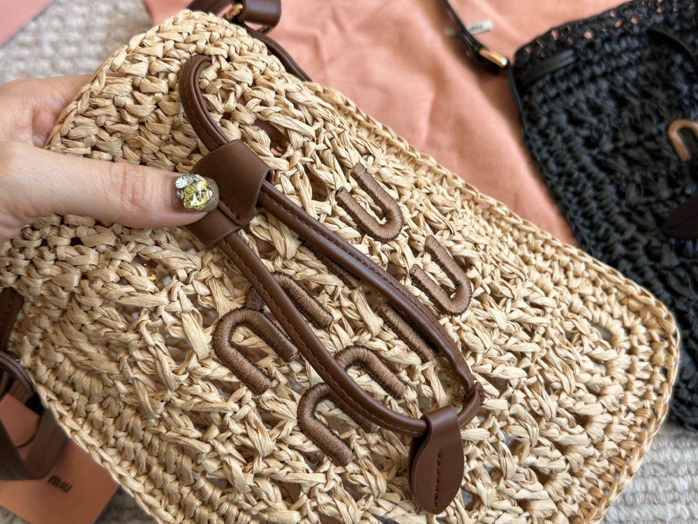Miu Miu raffia mini tote bag
