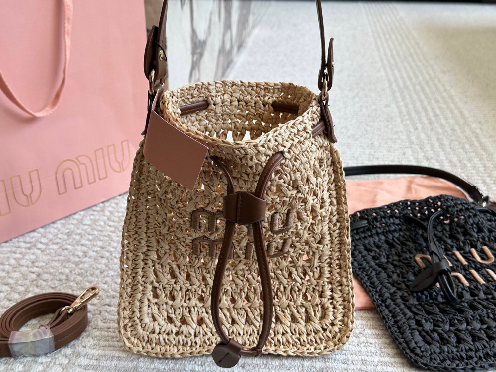 Miu Miu raffia mini tote bag