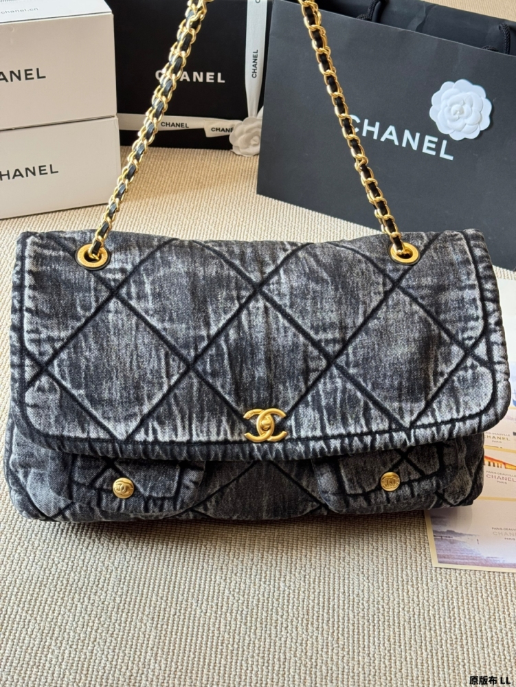 Chanel denim and silk blended backpack