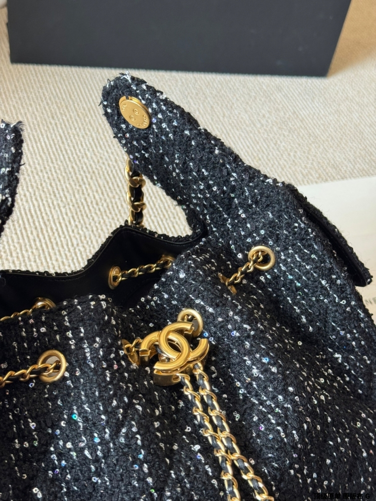 Chanel tweed embroidered shopping bag