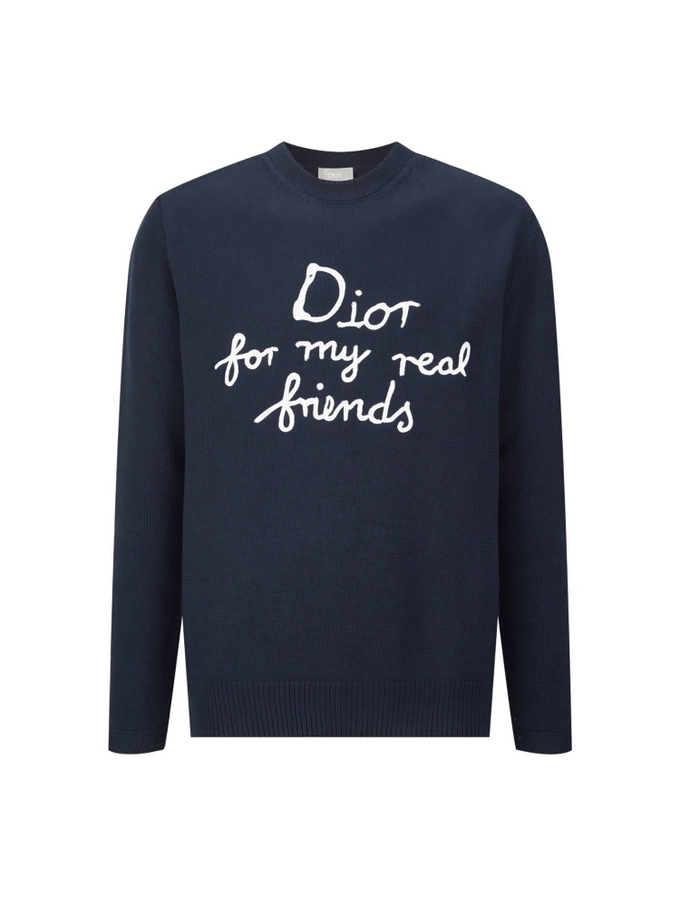 Dior New Embroidered Knit Pullover Round-neck Sweater