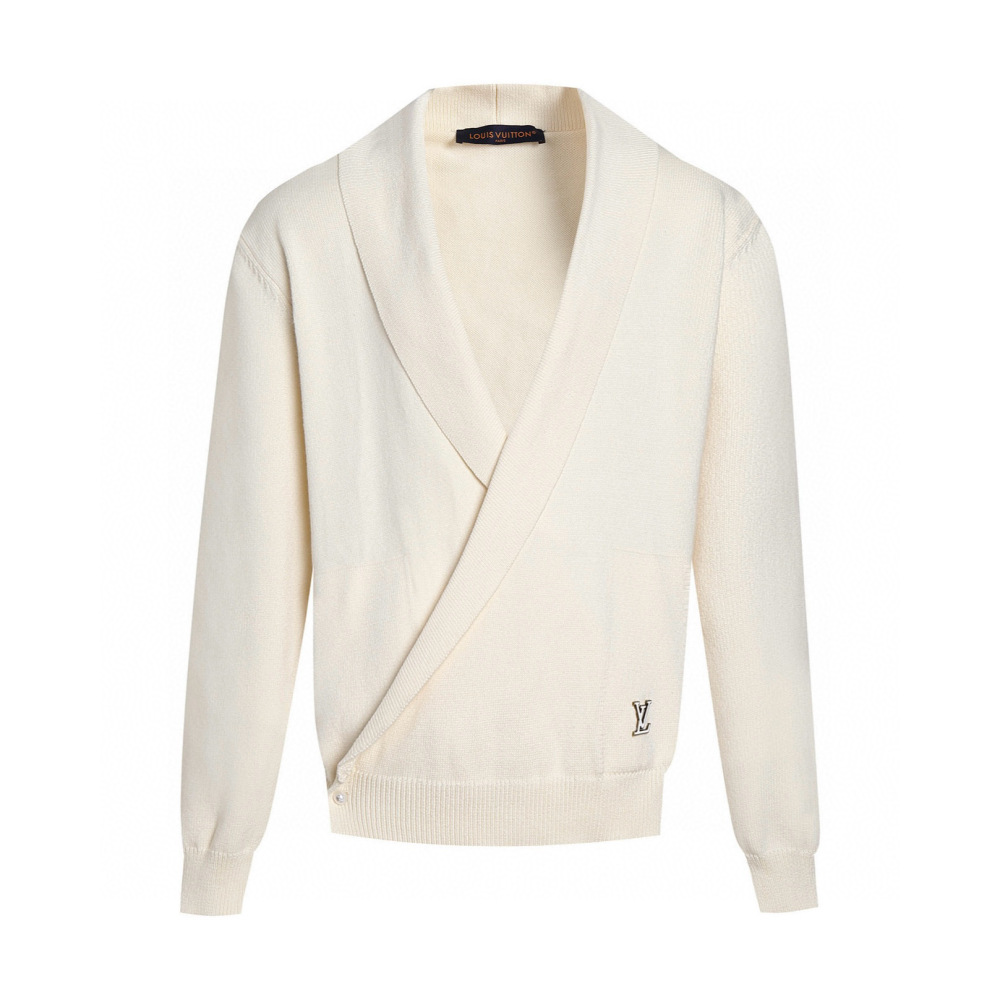 LOUIS VUITTON Hand-sewn logo wool cardigan