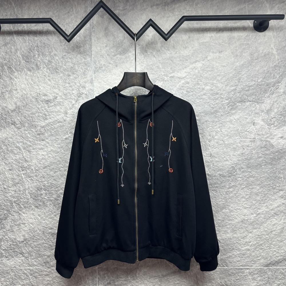 LV 2025 New Style Branch Embroidered Logo Couple's Knitted Coat