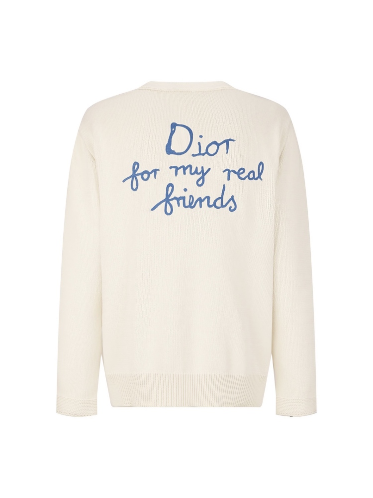 Dior New Embroidered Cotton Blend Buttoned Cardigan Silk