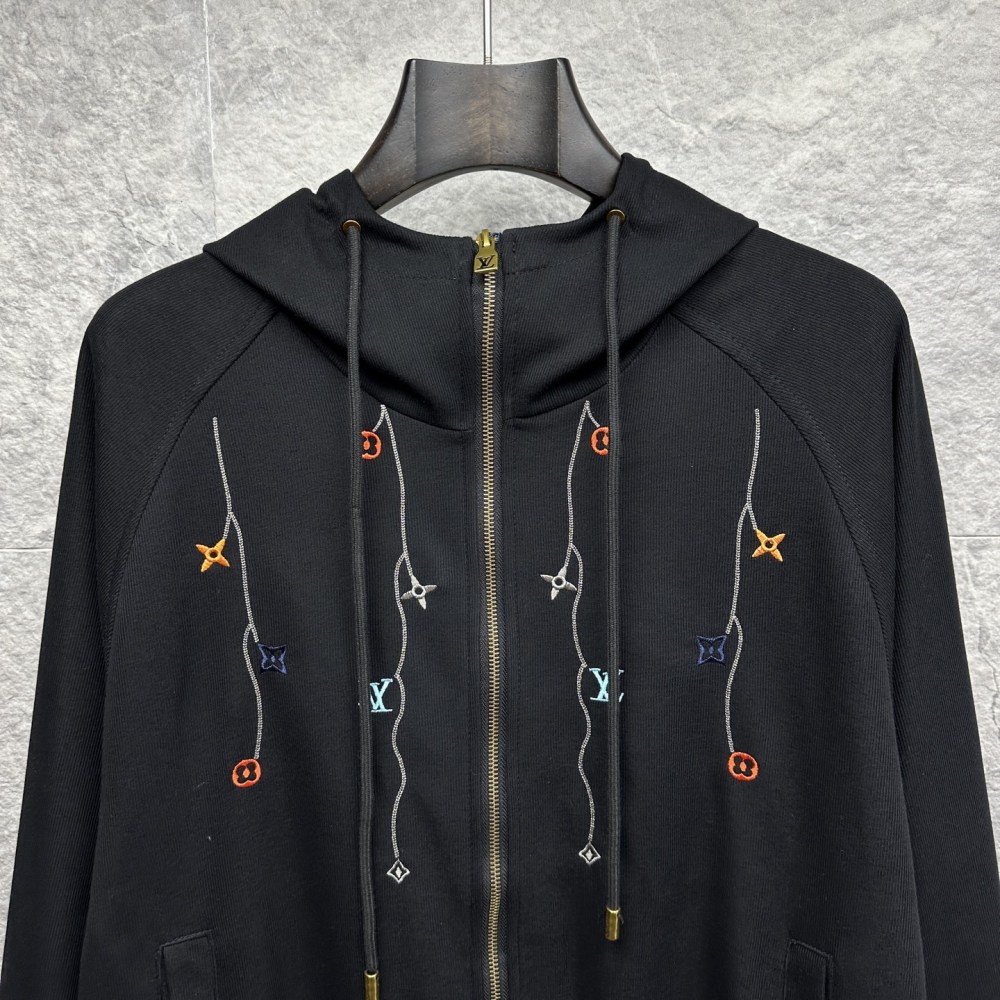 LV 2025 New Style Branch Embroidered Logo Couple's Knitted Coat