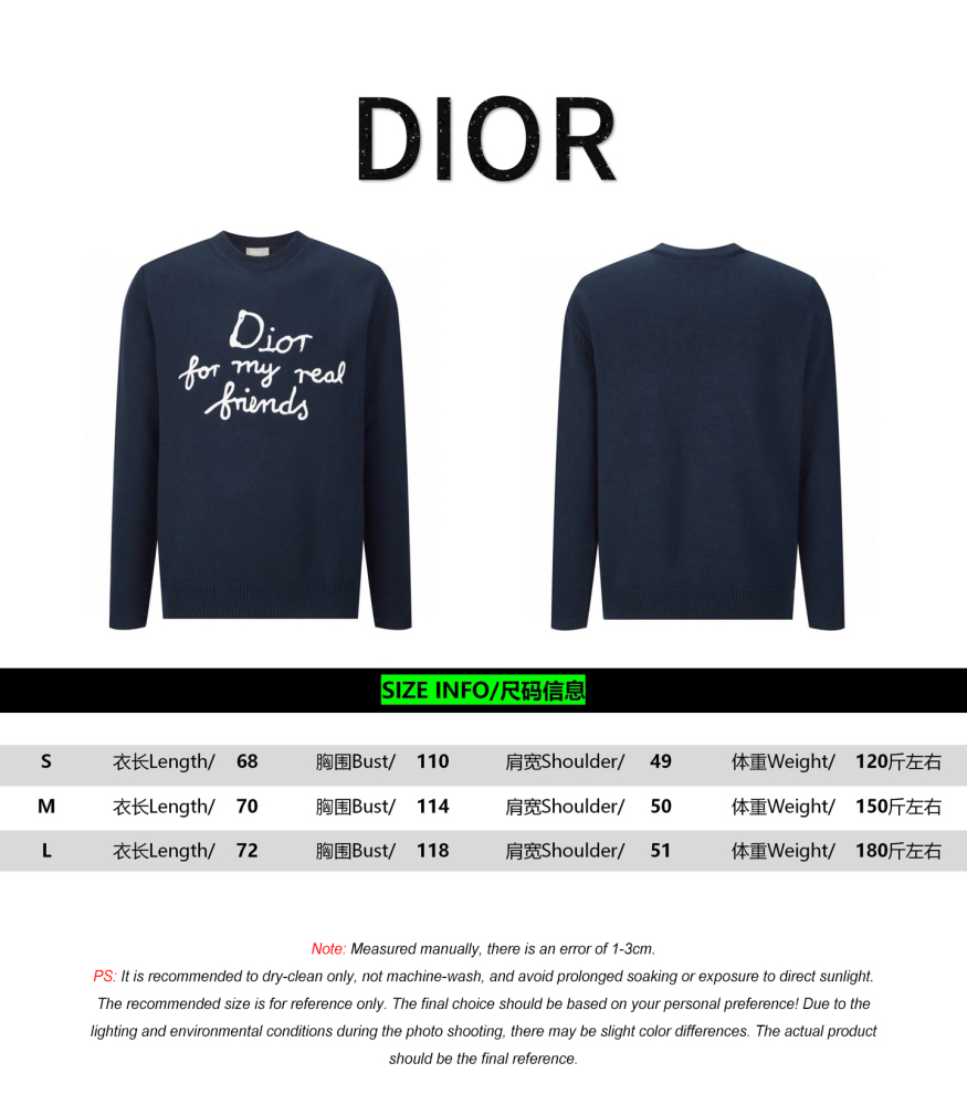 Dior New Embroidered Knit Pullover Round-neck Sweater