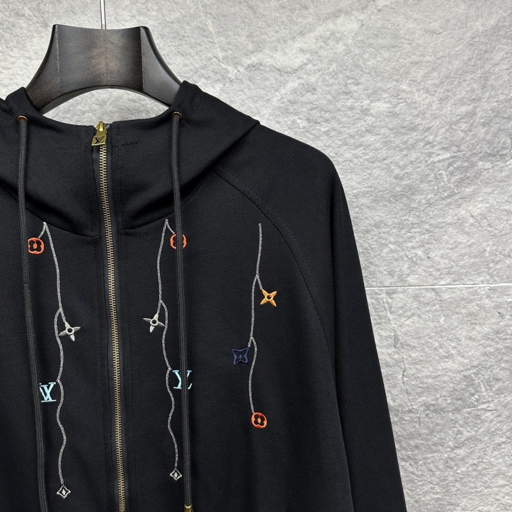 LV 2025 New Style Branch Embroidered Logo Couple's Knitted Coat