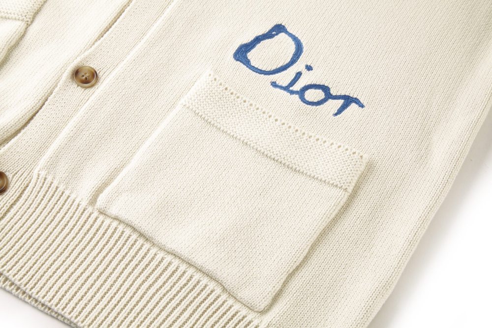Dior New Embroidered Cotton Blend Buttoned Cardigan Silk