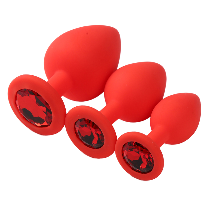 Red Silicone Anal Plug and Jewel Adult Products   Butt Plug Set Sex Toys for Women Anal Toys