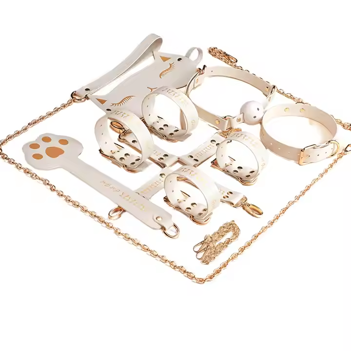 Cat Girl Bondage Gear 8pcs PU Leather BDSM Kit Sex Toys for Women Handcuffs Collar Bondage Set Juguetes Sexuales
