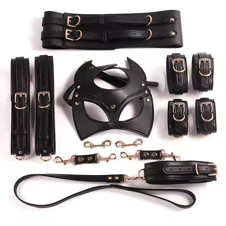 PU Leather Bondage Gear BDSM Set Adult Juguetes Sexuales