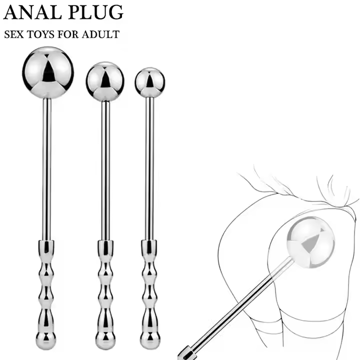 Comfortable & Durable Stainless Steel 3-Ball Anal Plug with Long Handle