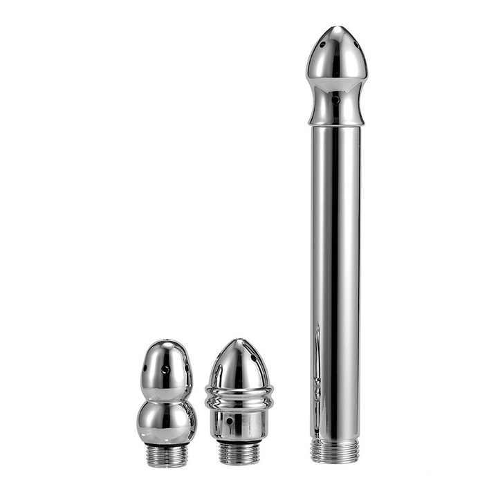 Angled Anal Cleaner Douche Standard Water Pipe Interface Enema Kit 3 Shower Heads Metal Sex Toys Women Men Juguetes Sexuales