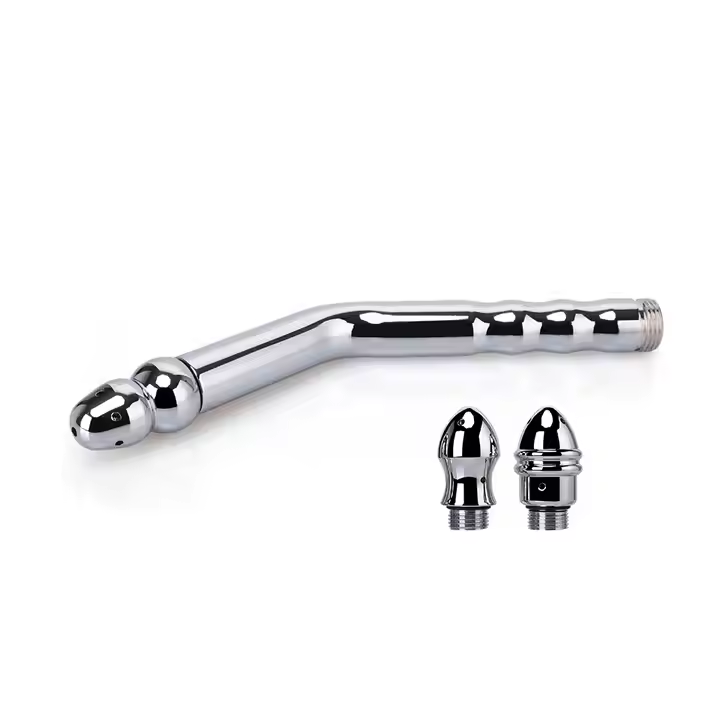 Durable Metal Enema Kit with 3 Angled Nozzles Adult Anal Douche Cleaner